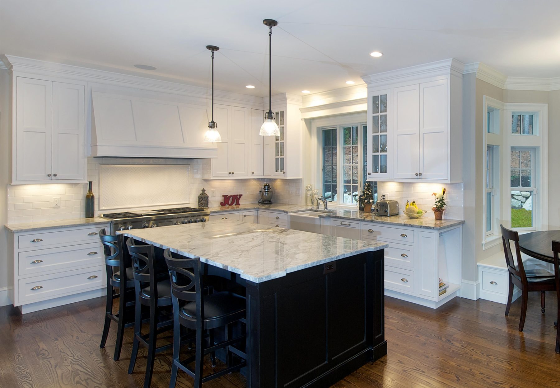 Custom kitchen with marble island